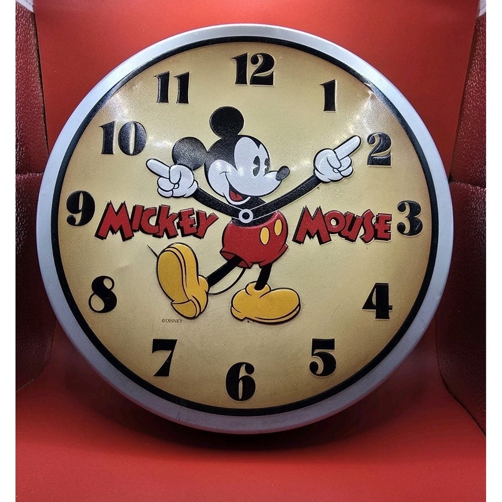 Vintage 1996 Mickey Mouse Disney Clock Tin Container Canister Made in USA